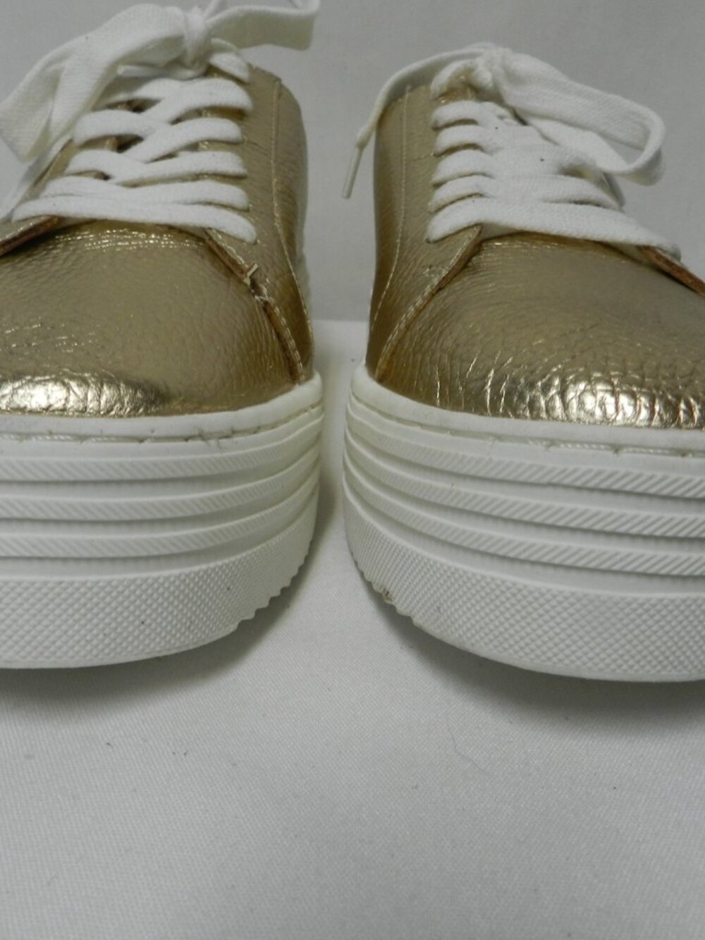 Crown Vintage Gamina gold Leather Platform sneakers tennis shoes Casual Size 8 - Picture 7 of 14